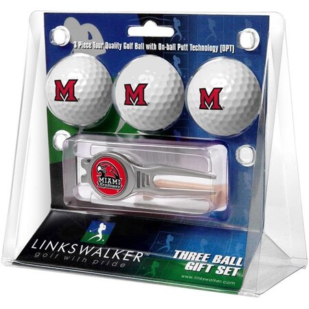 Linkswalker LinksWalker LW-CO3-MUO-3PKK Miami University Redhawks-Kool Tool 3 Ball Gift Pack LW-CO3-MUO-3PKK